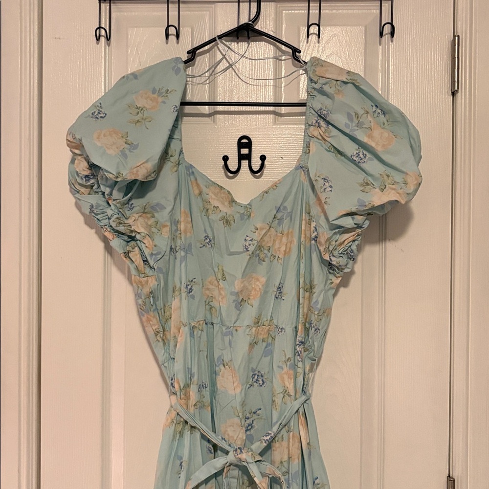Love Shack Fancy X Target Estelle Blue Floral Puff Sleeve Midi Dress Size 22W - Picture 6 of 11